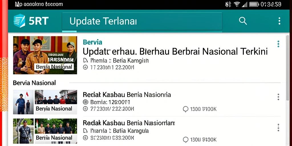 Antarmuka 5RT yang menampilkan berita nasional terkini.