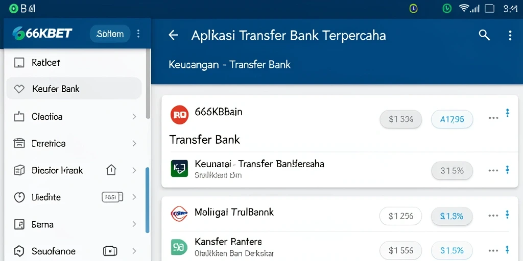 Antarmuka aplikasi 66KBET yang sederhana dan intuitif untuk transfer bank.