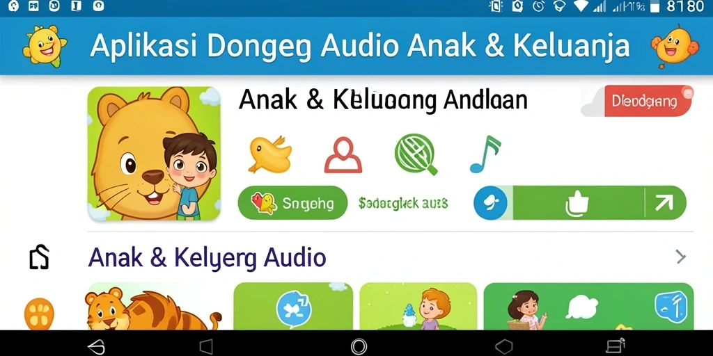 Tampilan menarik aplikasi 8180 dengan berbagai pilihan dongeng audio.