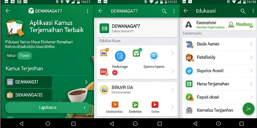 Tampilan antarmuka DEWANAGA77 yang bersih dan fungsional untuk Kamus Terjemahan.