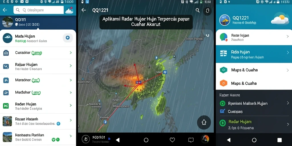 Antarmuka aplikasi QQ1221 menampilkan radar hujan yang akurat dan informatif.