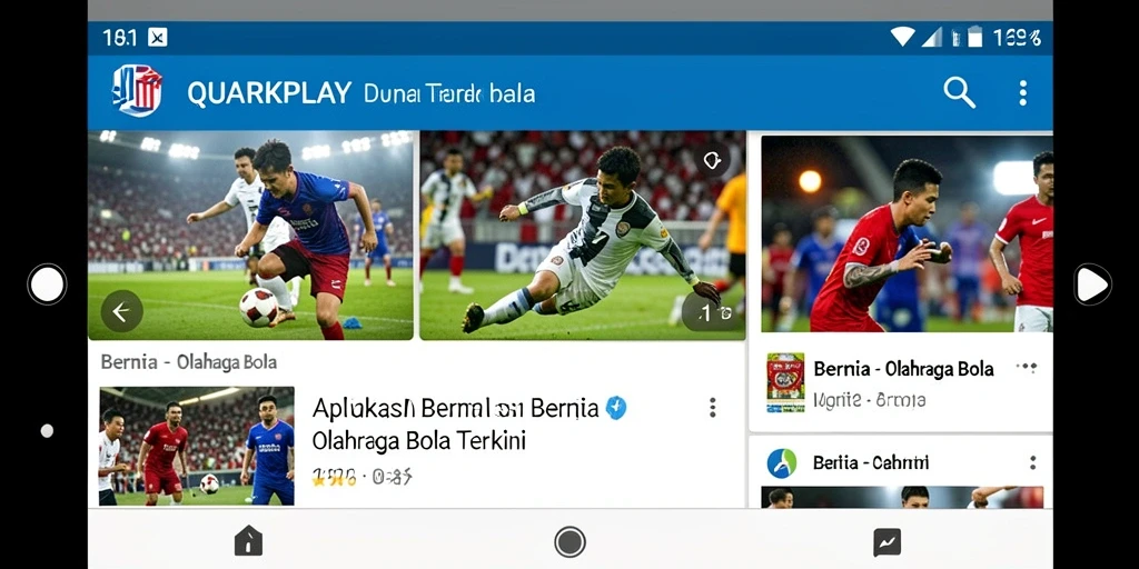 Tampilan antarmuka QUARKPLAY dengan berita olahraga bola terkini.