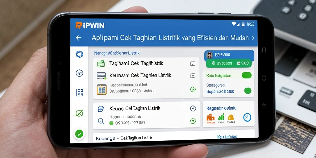 Tampilan antarmuka pengguna aplikasi RPWIN untuk cek tagihan listrik.