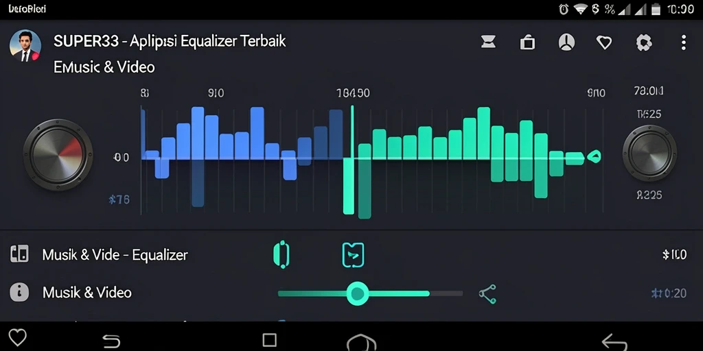 Antarmuka aplikasi Equalizer SUPER33 yang menarik dan mudah digunakan.