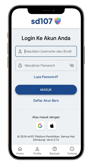 Halaman Masuk Akun sd107 untuk Pengguna Android